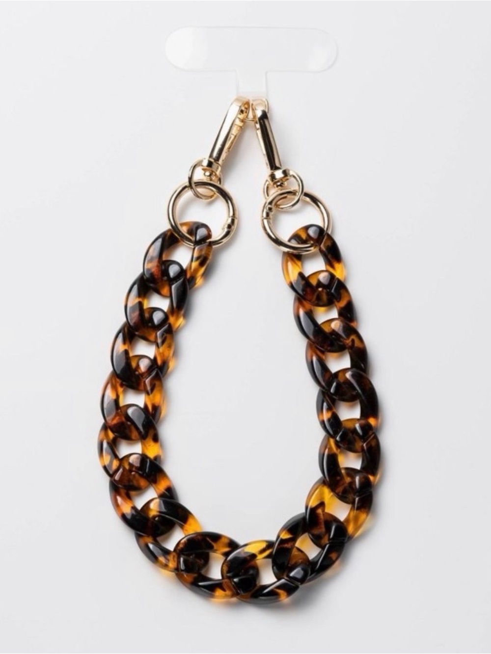 Tortoiseshell Phone Strap with Gold Hardware